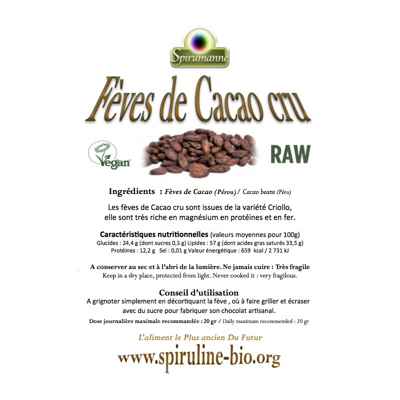 Fève de Cacao Cru Bio 1 kg
